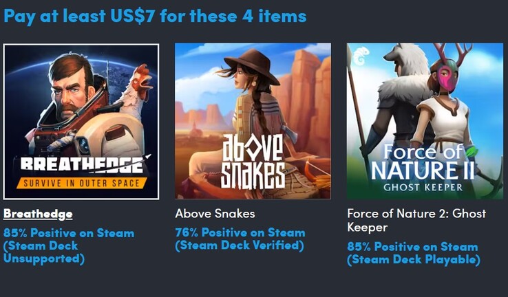 Obrazek dekoracyjny. Płacąc 7 dolarów otrzymują Państwo 4 gry (źródło obrazu: Humble Bundle)