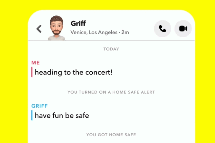 Przykład funkcji Snapchat Home Safe (źródło obrazu: Snapchat)