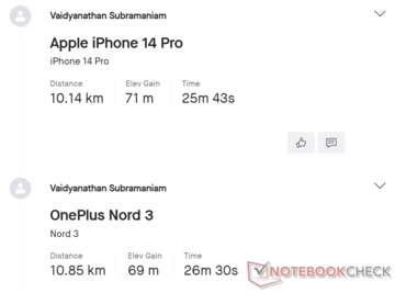 Porównanie GNSS: Apple iPhone 14 Pro vs. OnePlus Nord 3