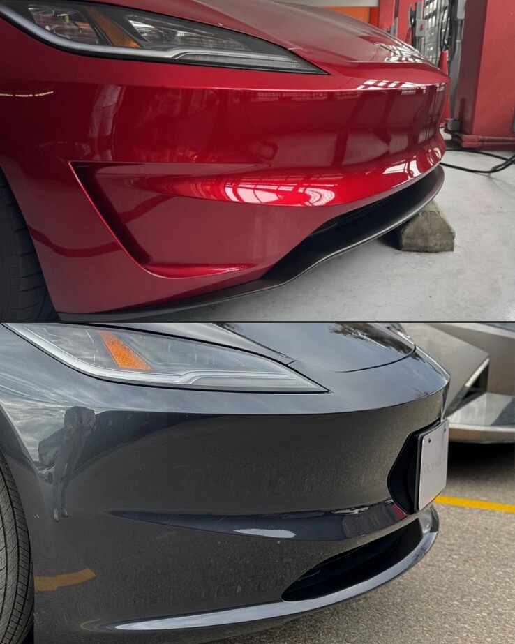 Tesla Model 3 Performance vs podział przedniej wargi Highland