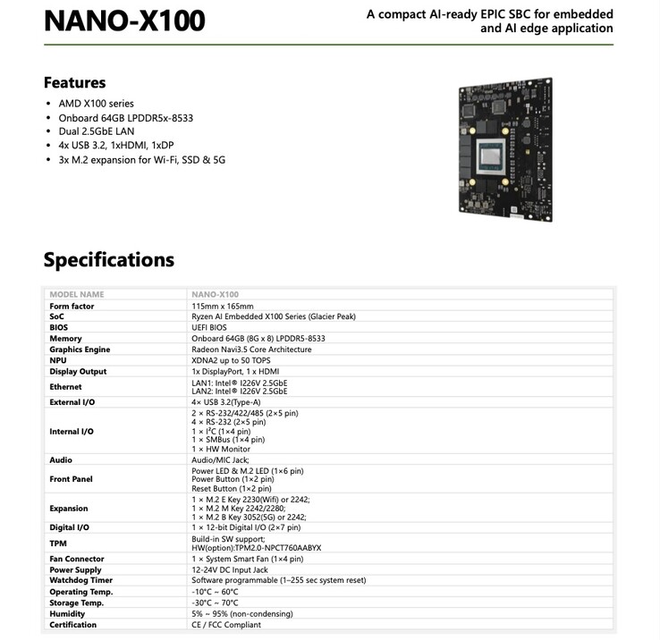 Komputer jednopłytkowy Nano-X100 charakteryzuje się imponującym zestawem wejść i wyjść.
