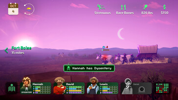 Ilustracja przedstawiająca wagon w grze „The Oregon Trail”.