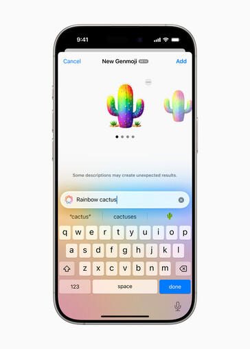interfejs iOS Genmoji z wygenerowanym emoji