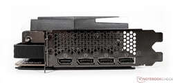 Porty zewnętrzne w MSI Radeon RX 6950 XT Gaming X Trio 16G - 1x HDMI 2.1, 3x DisplayPort 1.4a