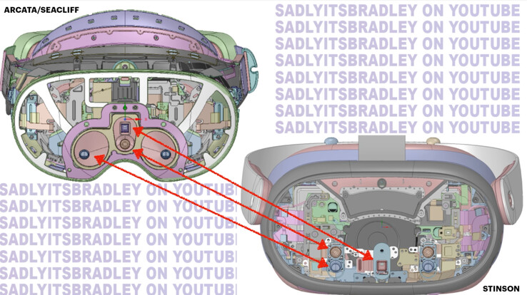 Wyciekły rendery CAD Quest Pro i Quest 3, od lewej do prawej. (Źródło obrazu: SadlyItsBradley)