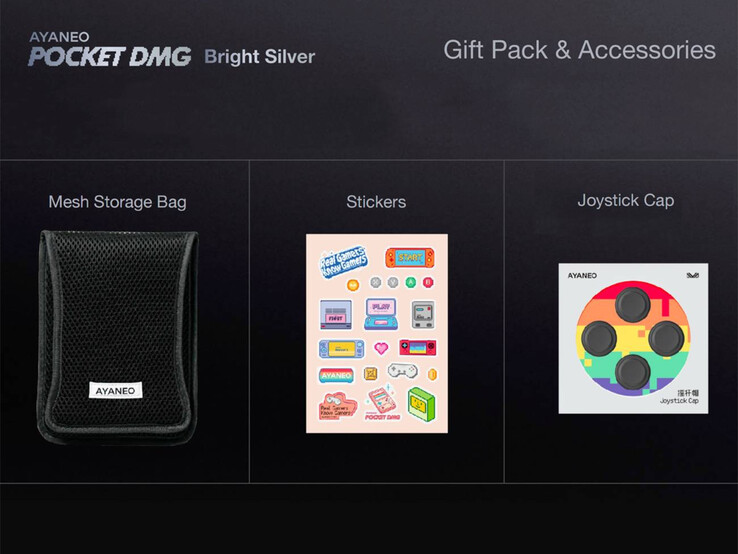 Ayaneo dołącza wiele bezpłatnych prezentów do edycji Pocket DMG Bright Silver. (Źródło zdjęcia: Ayaneo)