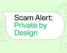 Zielona dymka WhatsApp z tekstem „Ostrzeżenie przed oszustwem: Prywatność z założenia”