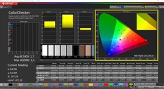 CalMAN ColorChecker (profil: Standard, docelowa przestrzeń kolorów: P3)