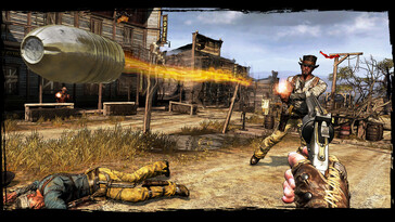 Ilustracja przedstawiająca walkę w grze Call of Juarez: Gunslinger.
