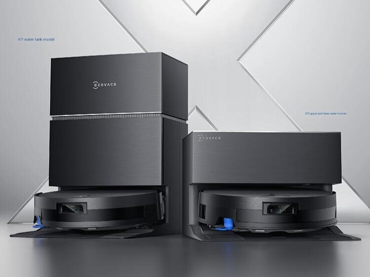 Wersja Ecovacs Deebot X11 ze zbiornikiem na wodę (po lewej) i wersja Ecovacs Deebot X11 z przyłączem wodno-kanalizacyjnym (po prawej) (źródło zdjęcia: JD.com)