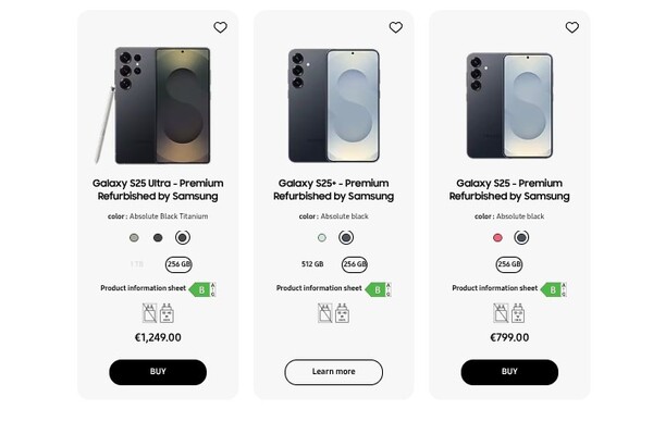 Galaxy Kolory i konfiguracje serii S25 dostępne w ramach programu Certified Re-Newed we Francji. (Źródło obrazu: Samsung)