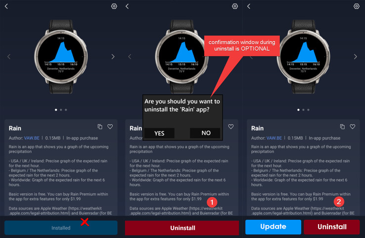 Makieta możliwej nowej funkcji odinstalowywania aplikacji dla aplikacji Zepp Health. (Źródło obrazu: Amazfit)