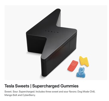 Pudełko cukierków Tesla Supercharged Gummies.