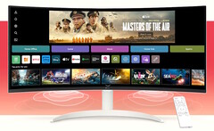 LG prezentuje zakrzywiony, 34-calowy monitor webOS VA o proporcjach 21:9 z funkcją strumieniowania multimediów, telewizją na żywo, Apple Airplay i Microsoft 365. (Źródło zdjęcia: LG)