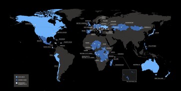 Aktualny zasięg Starlink Mobile.