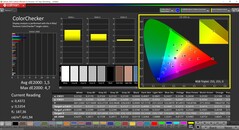 CalMAN ColorChecker (profil: natywny, docelowa przestrzeń kolorów: P3)