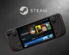 Wyświetlacz LCD Valve Steam Deck pokazany poniżej logo Steam (źródło obrazu: Valve z poprawkami)
