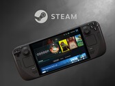 Wyświetlacz LCD Valve Steam Deck pokazany poniżej logo Steam (źródło obrazu: Valve z poprawkami)