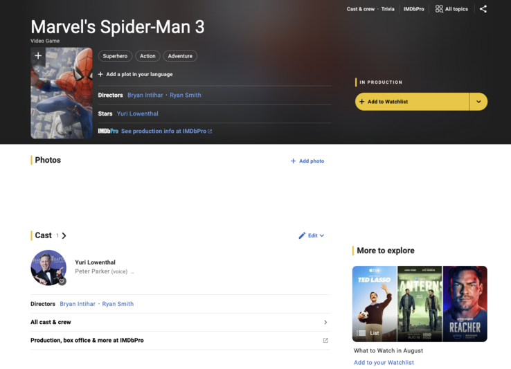 Wpis w serwisie IMDb dotyczący filmu „Spider-Man 3”.