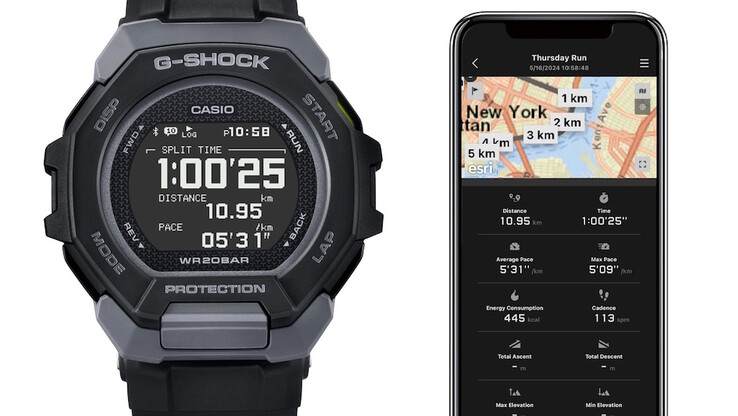 Aplikacja Casio MOVE może rejestrować dane biegu i tworzyć plany treningowe. (Źródło: Casio)