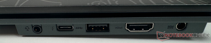 Po prawej: 1x gniazdo audio 3,5 mm, 1x Thunderbolt 4, 1x USB 3.2 Gen1 Type A, 1x DC IN