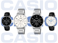Od lewej do prawej, na zdjęciu: Casio MTP-VT06L-1B, MTP-VT06D-7B, MTP-VT06D-1B i MTP-VT06L-7B.