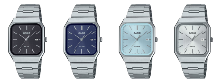 Cztery zegarki z kolekcji Casio MTP-B185D ujawnione wcześniej w 2025 roku. (Źródło zdjęcia: Casio)
