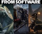 Kolaż z grami FromSoftware i logo firmy (źródło obrazu: FromSoftware, Steam z modyfikacjami)