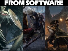 Kolaż z grami FromSoftware i logo firmy (źródło obrazu: FromSoftware, Steam z modyfikacjami)