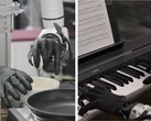 Genesis AI pokazuje robotyczne ręce wykonujące drobne zadania motoryczne, takie jak rozbijanie jajek, krojenie pomidorów, podłączanie kabli i gra na pianinie.