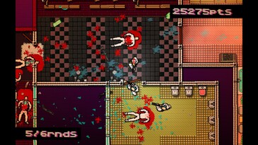 Na zdjęciu: zrzut ekranu z rozgrywki z gry „Hotline Miami”.