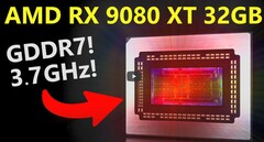 Spekulacje na temat RX 9080 XT ES (źródło obrazu: @MooresLawIsDead YouTube)