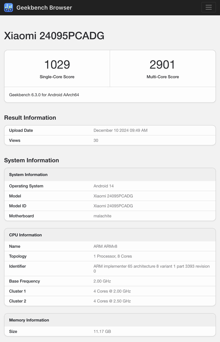 (Źródło obrazu: Geekbench)