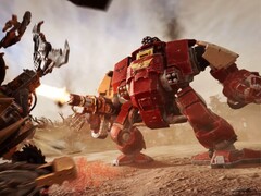 Kosmiczny dreadnought Blood Raven strzela do jednostek Orków w zwiastunie Warhammer 40,000: Dawn of War IV. (Źródło obrazu: Warhammer via YouTube)