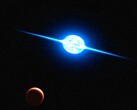 Ilustracja artysty przedstawiająca gwiazdę neutronową.