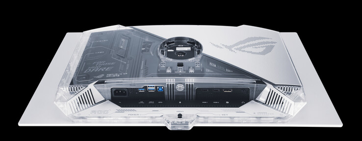 Asus ROG Swift OLED PG27AQWP-W nie posiada łączności USB typu C. (Źródło obrazu: Asus)