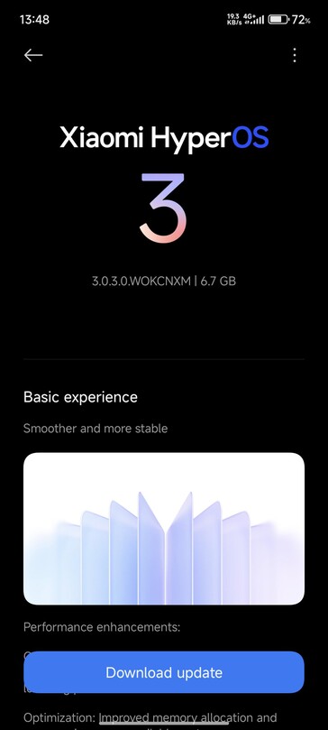 HyperOS 3 OTA na Redmi K80 (źródło obrazu: użytkownik Reddit u/Note1411)