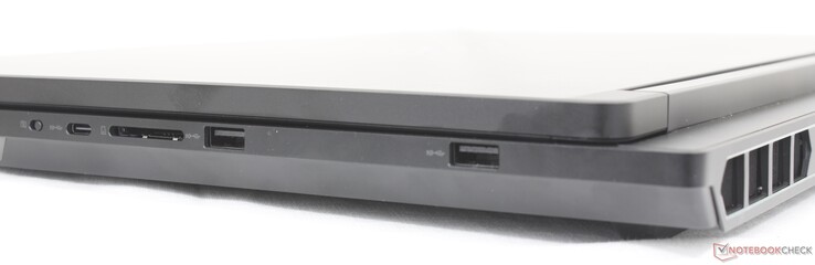 Po prawej stronie: USB-C (10 Gb/s), czytnik kart SD, 2x USB-A (10 Gb/s)