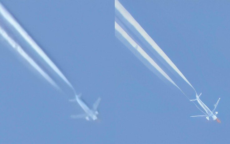 Samolot ze 100-krotnym zoomem na Pixel 10 Pro po lewej, zoptymalizowana wersja Pro Res zoom po prawej (źródło obrazu: Cnet)