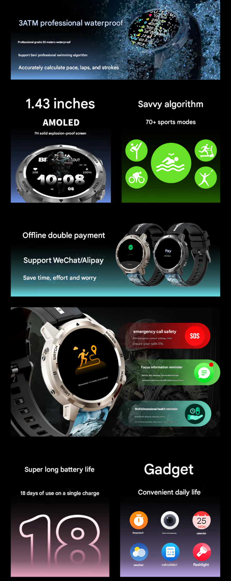 Główne zalety Watch Pro (źródło obrazu: Lenovo - przetłumaczone maszynowo)