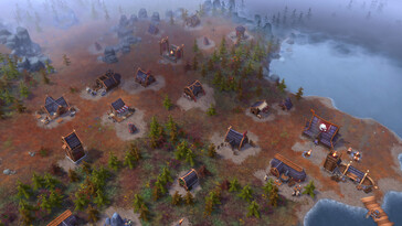 Zdjęcie przedstawiające domy w grze „Northgard: Definitive Edition”.