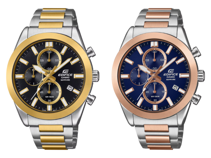 Zegarki Casio Edifice EFB-710SG-1AV (po lewej) i EFB-710SG-2AV (po prawej). (Źródło zdjęcia: Casio, edytowane)