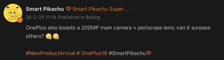 Tipster Smart Pikachu ujawnia szczegóły aparatu OnePlus 16.