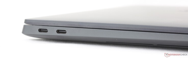Po lewej: 2x USB-C 4.0 z Thunderbolt 4 (40 GBit/s, tryb DisplayPort-ALT, Power Delivery)