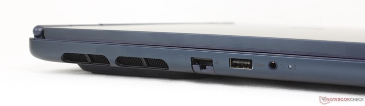 Po lewej: RJ-45 (1 Gb/s), USB-A 3.2 Gen. 1 (5 Gb/s), zestaw słuchawkowy 3,5 mm
