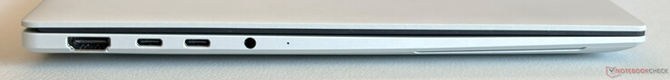 Po lewej: HDMI 2.1 TDMS, 2x USB-C 4.0 z Thunderbolt 4 (40 Gbit/s, tryb DisplayPort ALT, zasilanie Power Delivery)