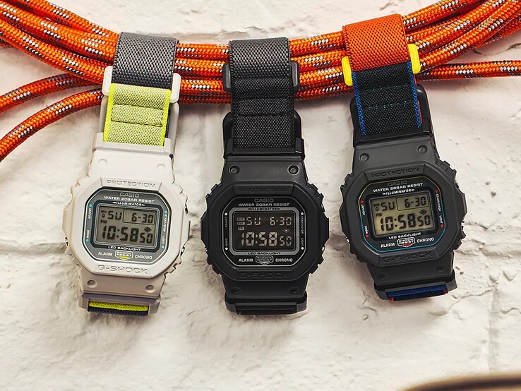 Od lewej do prawej: zegarki Casio G-Shock DW-5600MNC-7A8, DW-5600MNC-1 i DW-5600MNC-8A2