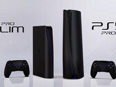 Znany projektant Concept Creator wymyślił te projekty dla czarnego PS5 Pro Slim i PS5 Pro. (Źródło obrazu: Concept Creator)