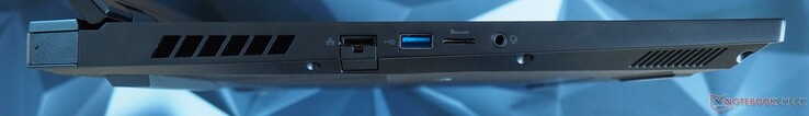 Po lewej: RJ45 LAN, USB-A 3.0, czytnik MicroSD, audio