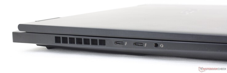 Po lewej: USB-C 3.2 Gen. 2 + Thunderbolt 4 z Power Delivery + DisplayPort 1.4, zestaw słuchawkowy 3,5 mm